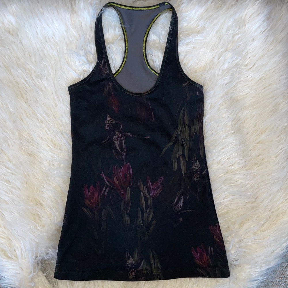 Lululemon Black Floral Tank Top Size XS